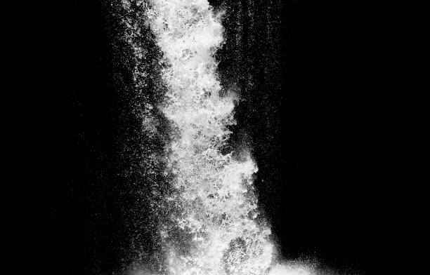 黒い背景に隔離された滝 - collage digital composite textured nature ストックフォトと画像