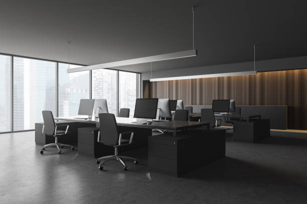 istock Modern grey office interior with furniture. 1158769274