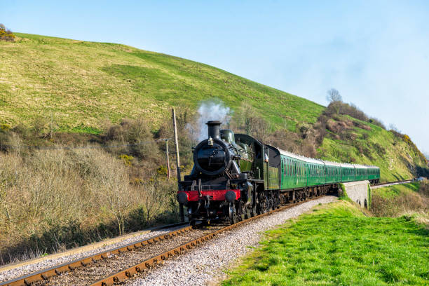 istock Steam Train on Countryside Railway Track 1158772914