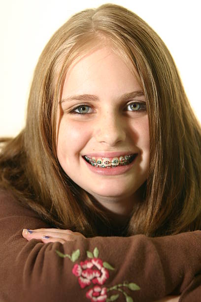 happy with braces stock photo