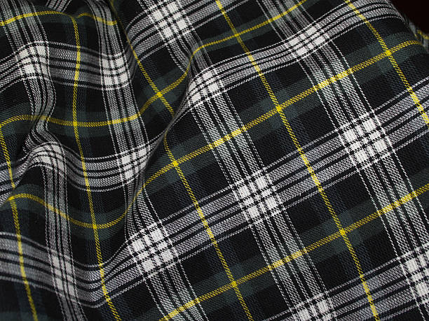 Rippled Green Tartan Tartan Green Rippled Cloth with flat space tweed stock pictures, royalty-free photos & images