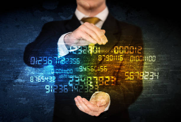 istock Businessman holding number cloud 1158781437