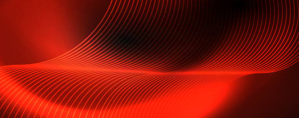 istock Dark abstract background with bright color neon lights and lines. Glowing background 1158781463