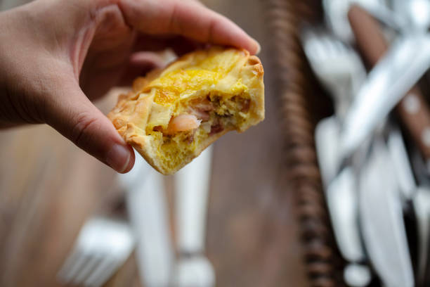 homemade savory tart with egg and shrimp