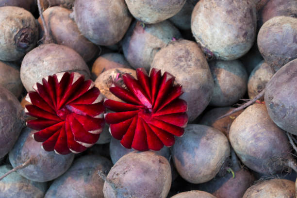 Beetroot root vegetable, Beta vulgaris, top view