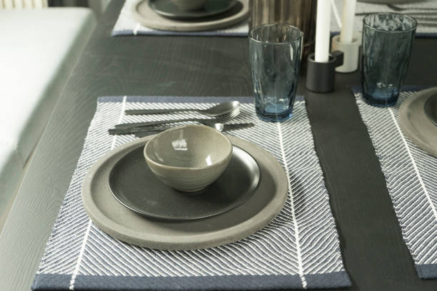 istock Modern grey plate on wood table at home. 1158782029