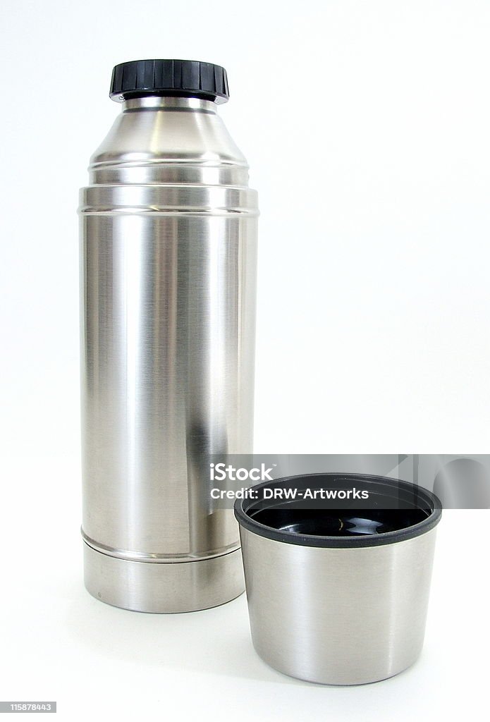 Thermos Glaskolben und cup - Lizenzfrei Getränkebehälter mit Isolierung Stock-Foto