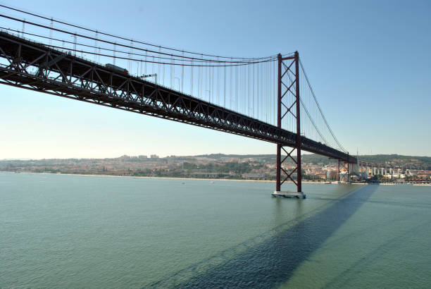 istock passing under Ponte 25 de Abril suspension bridge, River Tagus 1158785632