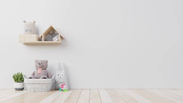 istock Teddy bear and rabbit doll in the children's room 1158787571