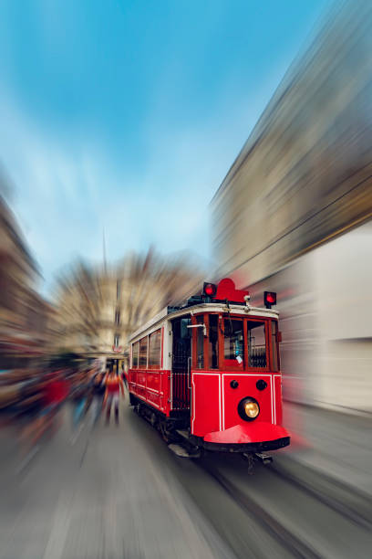 istock Old red tram on Istiklal Cadessi, Istanbul, Turkey 1158790693