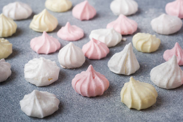 istock Small home meringue laid out on a gray table. 1158792140