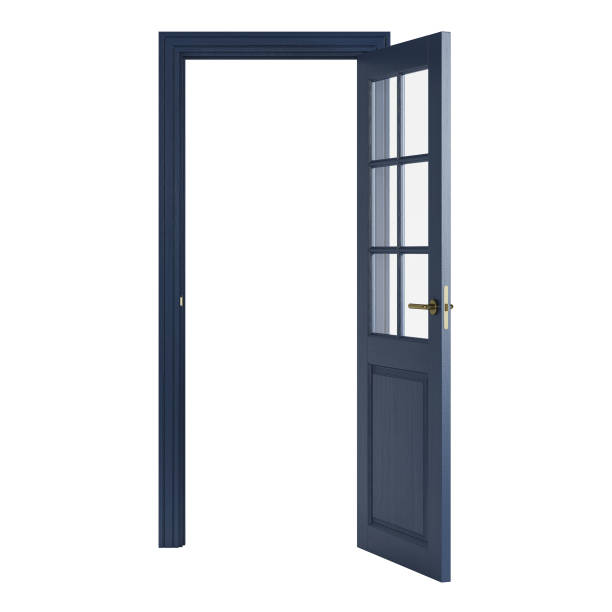istock Blue interior door isolated on white background. 3D rendering. 1158792544