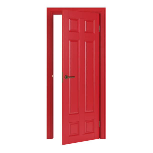 istock Red interior door isolated on white background. 3D rendering. 1158792823