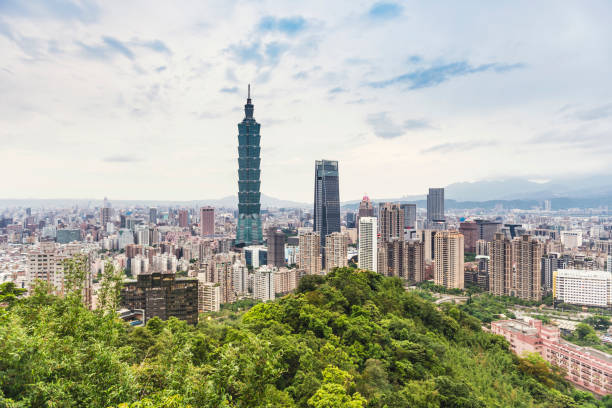 istock Taipei skyline by sunset 1158793862