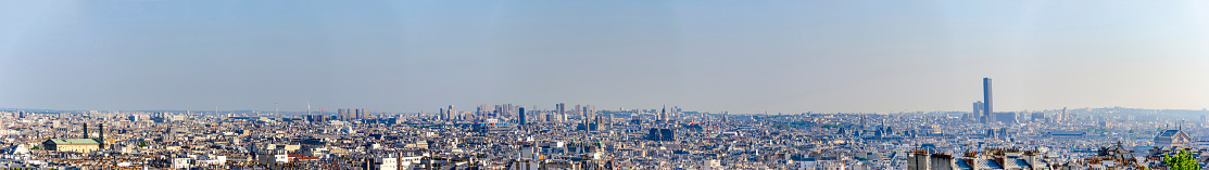 Aerial panoramic view of Paris seen from Monmartre hill