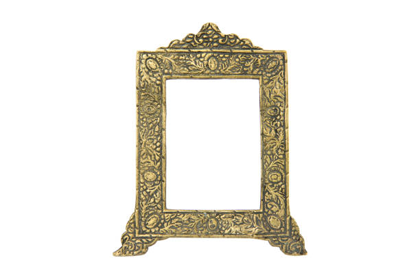 istock Vintage yellow picture frame  isolated on white background 1158794153