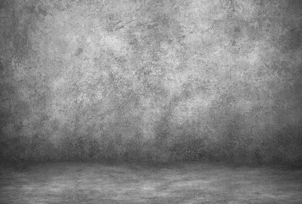 istock Grey cement wall and studio room with backdrops background. Blank product display. 1158794219