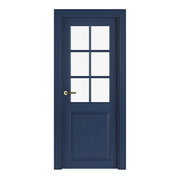 istock Blue interior door isolated on white background. 3D rendering. 1158794557