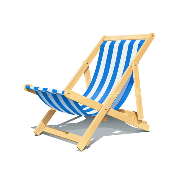 illustrazioni stock, clip art, cartoni animati e icone di tendenza di chaise longue sulla spiaggia per il riposo estivo. illustrazione vettoriale. - chair beach chaise longue isolated