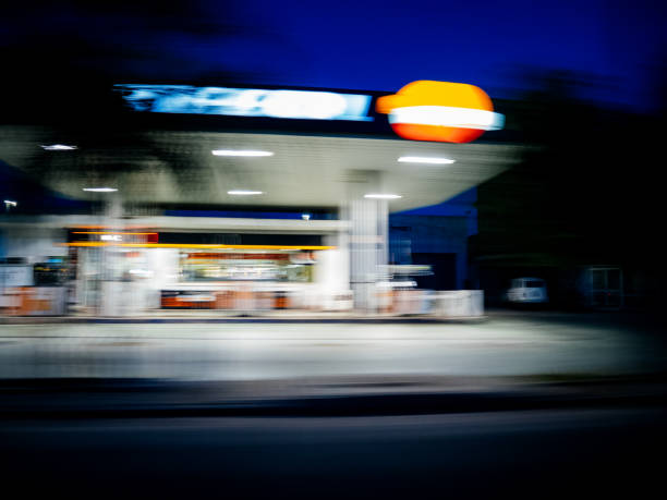 spanish repsol gas station in palma de mallorca spain - gas station fuel pump station gasoline imagens e fotografias de stock