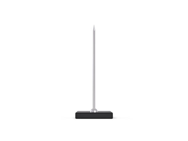istock Fork stick and paper memo holder spike, restaurant receipt holder, stainless steel check spindle with square base, desk straight rod for bill, 3d illustration 1158797493