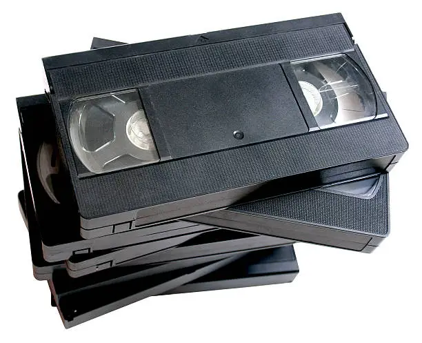 Photo of Stack of retro VHS video cassette tapes