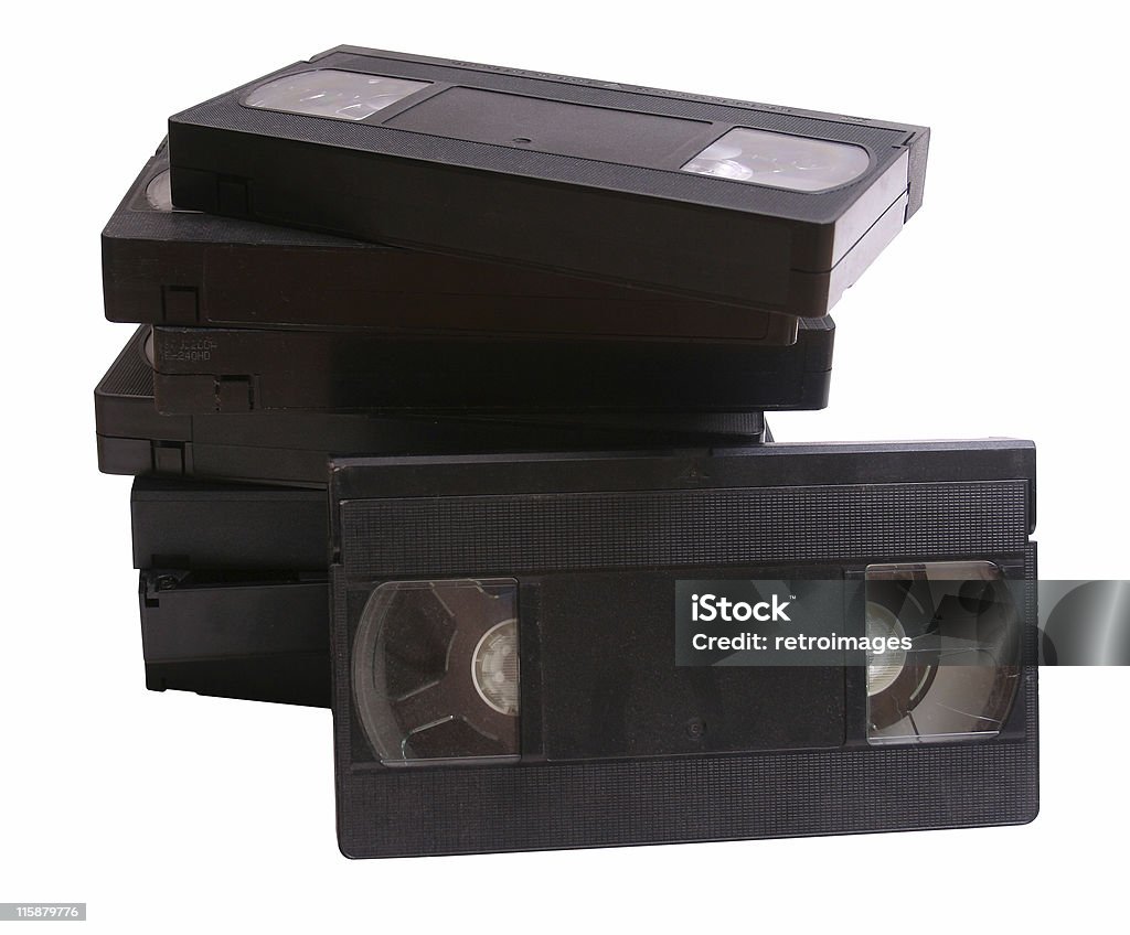 Pila de cintas retro video cassette VHS - Foto de stock de Videocasete libre de derechos