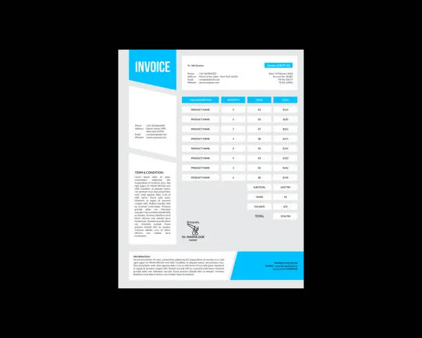 Vector illustration of Invoice vector template design in blue theme