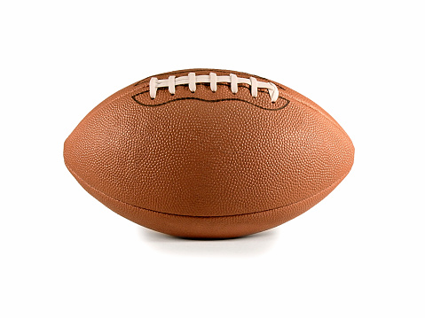 Photo of a clean new football set against white.