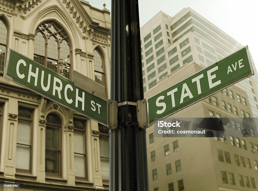 Kirche und Staat Straßenschild - Lizenzfrei Kirche Stock-Foto