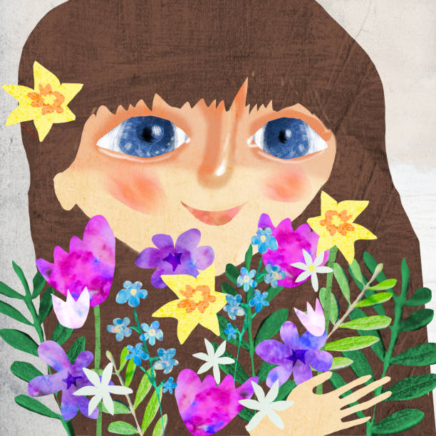 istock A girl with spring colorful flowers. 1158814161
