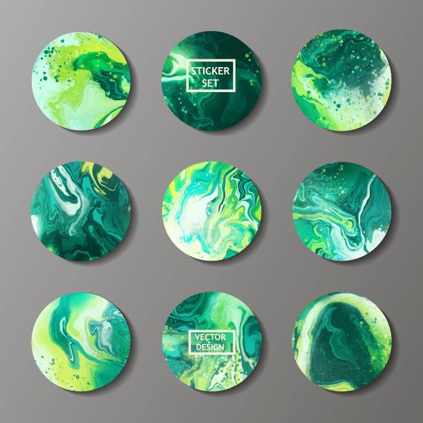 background set with text Set of trendy abstract liquid circles with marble texture . Vector Fluid circle for sticker, cover, icon, logo. marble sphere stock illustrations