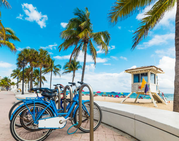 istock Bikes parked on Fort Lauderdale seafront 1158815380