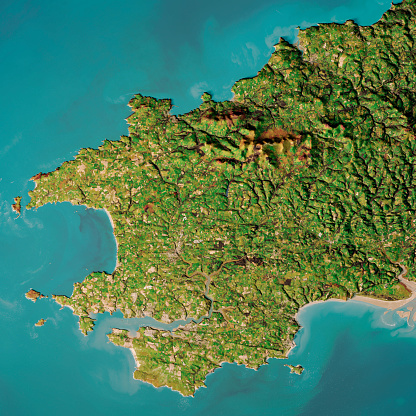 3D Render of a Topographic Map of Pembrokeshire, Wales, UK.\nAll source data is in the public domain.\nContains modified Copernicus Sentinel data (Oct 2018) courtesy of ESA. URL of source image: https://scihub.copernicus.eu/dhus/#/home.\nRelief texture SRTM data courtesy of NASA. URL of source image: https://search.earthdata.nasa.gov/search/granules/collection-details?p=C1000000240-LPDAAC_ECS&q=srtm%201%20arc&ok=srtm%201%20arc