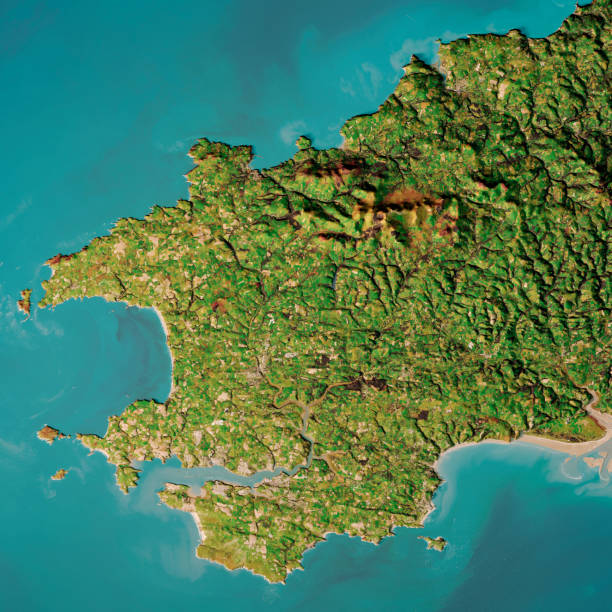 Pembrokeshire Wales Topographic Map Top View Oct 2018 3D Render of a Topographic Map of Pembrokeshire, Wales, UK.
All source data is in the public domain.
Contains modified Copernicus Sentinel data (Oct 2018) courtesy of ESA. URL of source image: https://scihub.copernicus.eu/dhus/#/home.
Relief texture SRTM data courtesy of NASA. URL of source image: https://search.earthdata.nasa.gov/search/granules/collection-details?p=C1000000240-LPDAAC_ECS&q=srtm%201%20arc&ok=srtm%201%20arc milford haven stock pictures, royalty-free photos & images