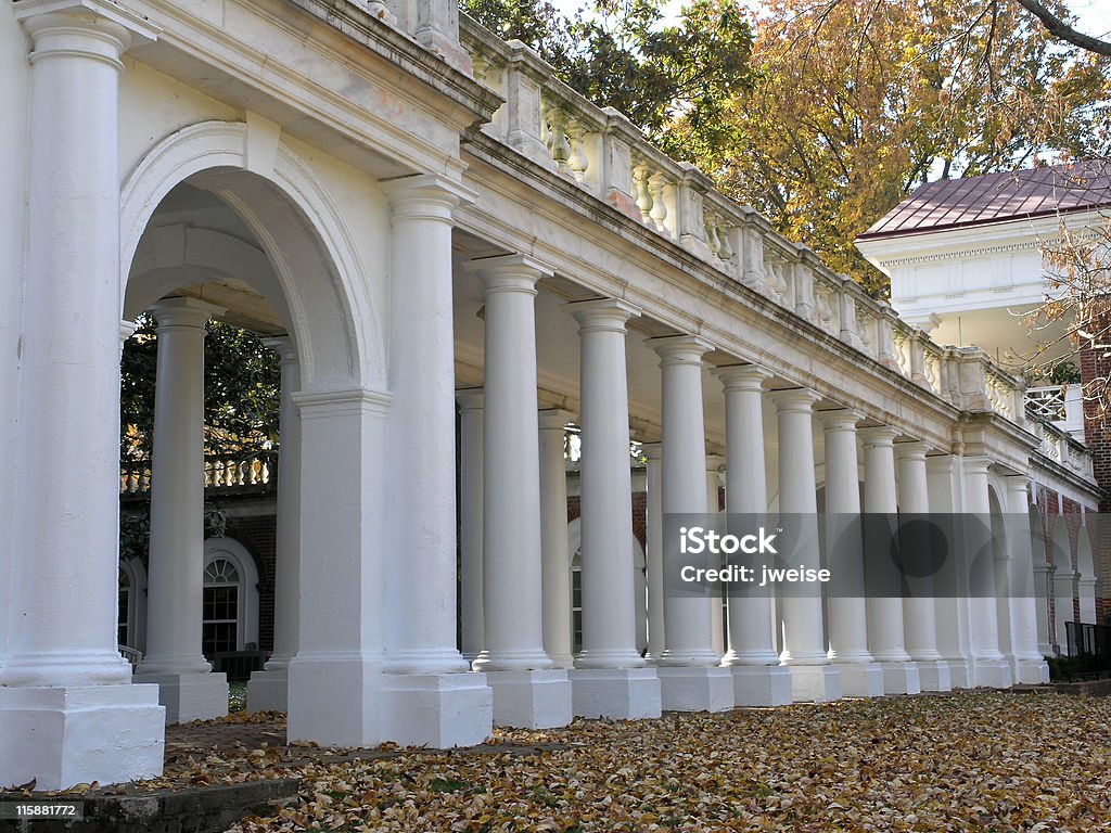 Jeffersons 로툰다-Columned 통로 - 로열티 프리 University of Virginia 스톡 사진
