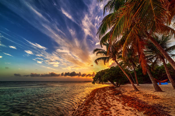 istock Dramatic sky over Bois Jolan beach at sunset 1158819484