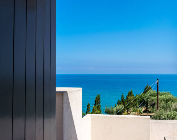 istock Rooftop with a view to sea and olive garden 1158819882