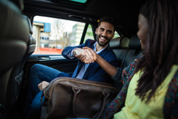istock Cheerful friends starting  ride sharing together 1158819964