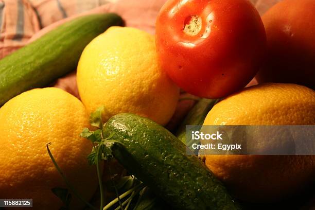 Lemon Tomato Cucumber Stock Photo - Download Image Now - Color Image, Cucumber, Distillery Still