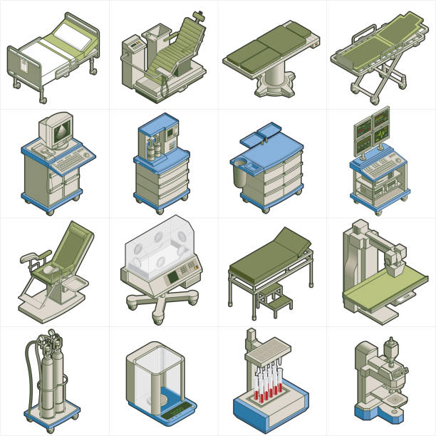 illustrations, cliparts, dessins animés et icônes de éléments de design p. 26 icônes médicales - medical equipment machine medical oxygen equipment medical technical equipment