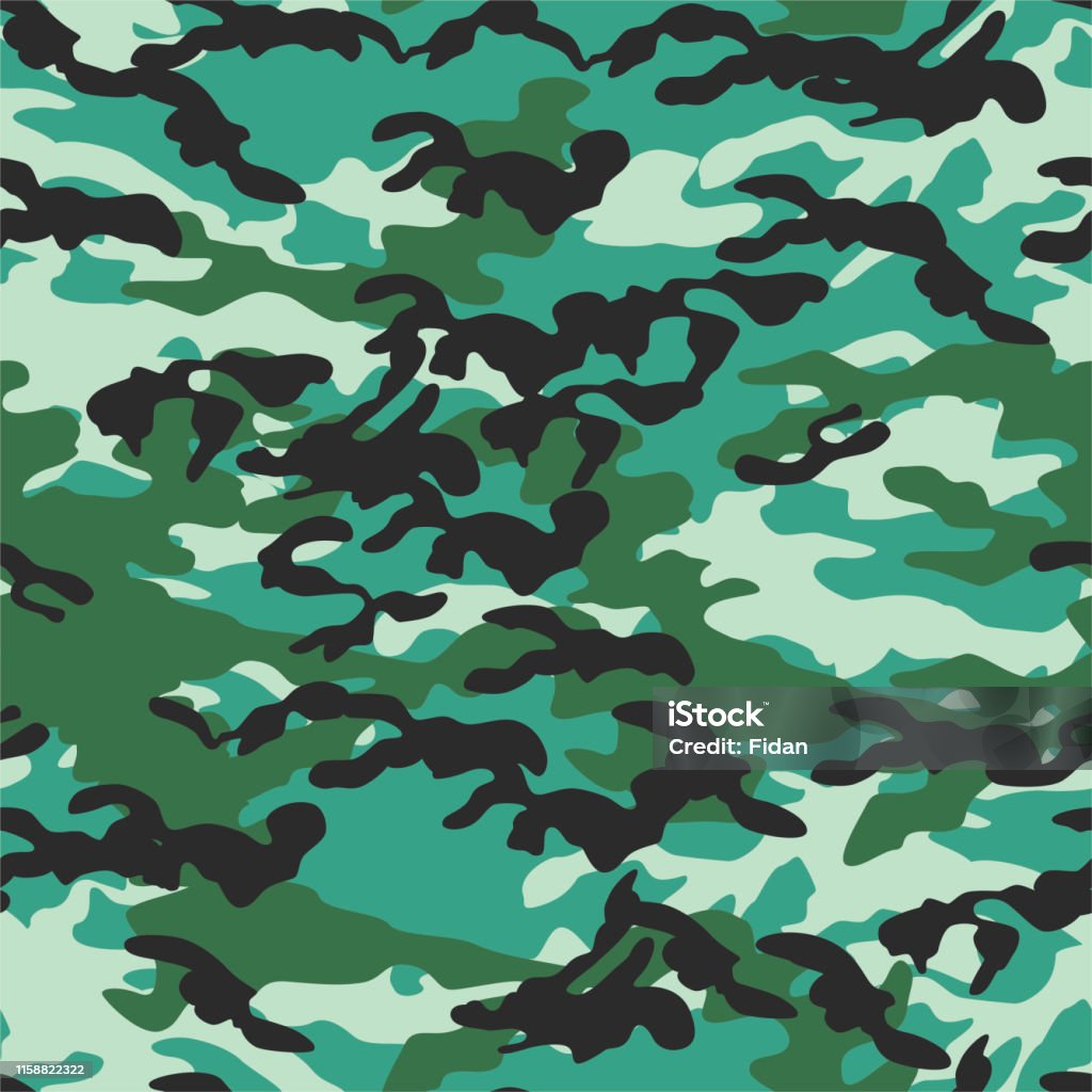 Seamless Vector Green Camouflage Pattern Military Uniform Army Background  For Fabric Textile Design Advertising Banner Stock Illustration - Download  Image Now - iStock