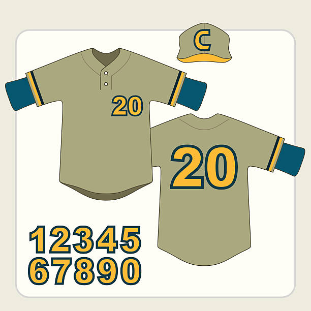 ilustrações, clipart, desenhos animados e ícones de uniforme de design - number 1 sports uniform number baseball