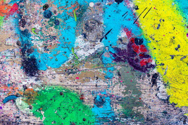 istock Old cracked rusty peeled colorful paint background texture close-up 1158825795
