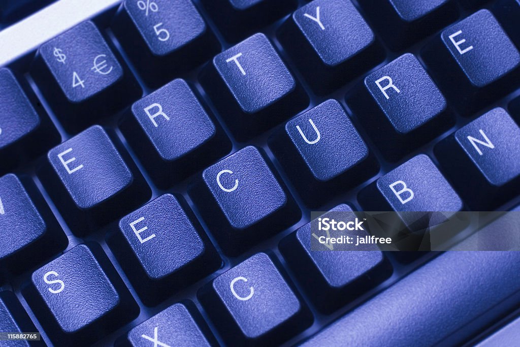 Fixe escrito em azul teclas no teclado do computador - Royalty-free Acessibilidade Foto de stock