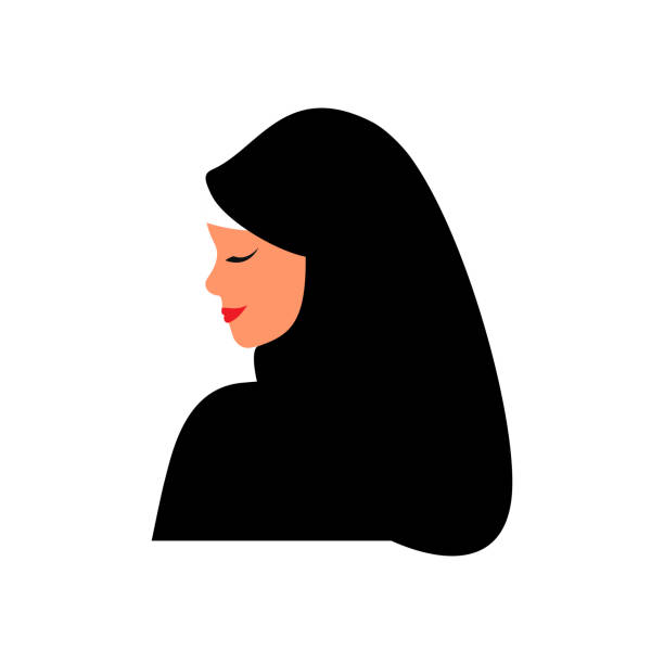 Young arab woman wearing black hijab. Young arab woman wearing black hijab. Business Muslim female avatar in profile. Vector character icon isolated on white in flat cartoon style. burka stock illustrations