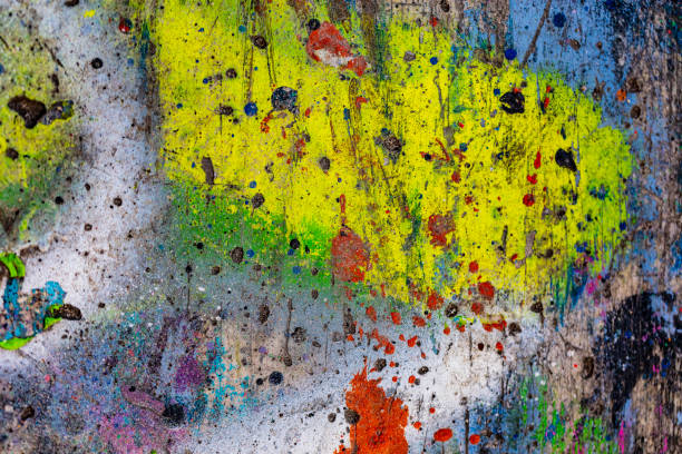 istock Old cracked rusty peeled colorful paint background texture close-up 1158828098