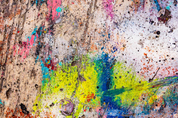 istock Old cracked rusty peeled colorful paint background texture close-up 1158830114