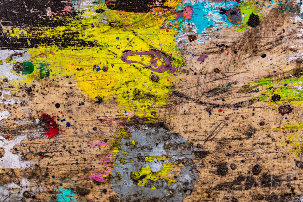 istock Old cracked rusty peeled colorful paint background texture close-up 1158830728