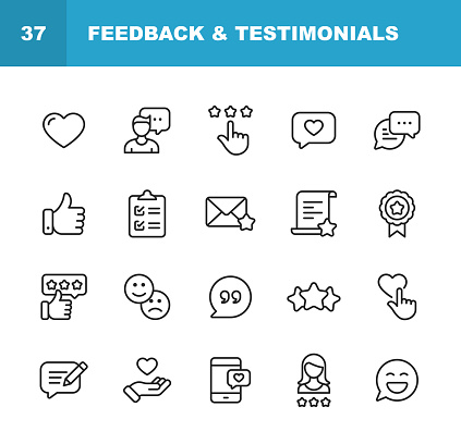 20 Feedback and Testimonials  Outline Icons.